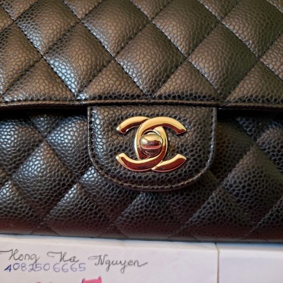 Chanel classic single flap black caviar silver har - Picture 6 of 8